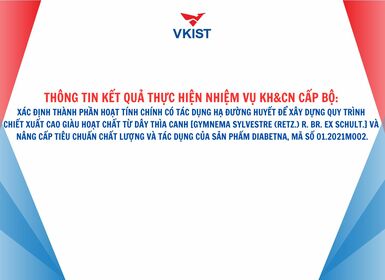 Thông tin kết quả thực hiện nhiệm vụ KH&CN cấp Bộ: mã số 01.2021M002