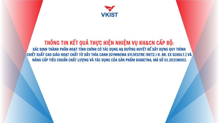 Thông tin kết quả thực hiện nhiệm vụ KH&CN cấp Bộ: mã số 01.2021M002